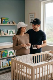 Resim Betülce Mom Dad To Be Yazılı Çift Şapka Seti 2'Li Anne Baba Kombin Şapkası- Arkadan Ayarlanabilir Cırtlı 