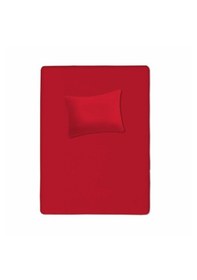 Resim %100 Pamuklu Bebek Lastikli Çarşaf 70x130+20 Bebek Yastık Kılıfı 35x45 Kırmızı 