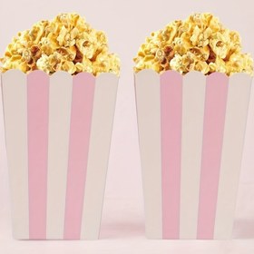Resim 10'lu/20'li/50'li Pembe Patlamış Mısır Kutusu Küçük Pembe ve Beyaz Çizgili Kağıt Patlamış Mısır Torbası Kağıt Bardak Şeker Kabı Doğum Günü Düğün Gelin Duşu Cinsiyet Belirleme Partisi Hediyelikleri Cadılar Bayramı, Noel Etkinliği ve Parti Malzemeleri Cadılar Bayramı&Noel için 