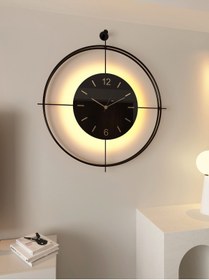 Resim MetaQuartz Aksesuar Büyük Boy (50X65CM) Siyah Laviento - Siyah Göbek - Pilli Led - Modern Metal Duvar Saati 