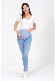 Resim Busa Hamile Esnek Karın Bantlı Skinny Kot Pantolon Açık Mavi-açık Mavi 