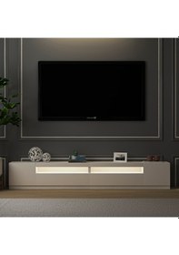 Resim T008 Arya Işıklı Tv Sehpası Set - Parlak Beyaz Parlak Beyaz 