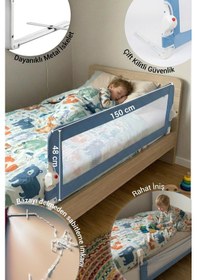 Resim Wellgro Littles 150 48 CM Yatak Bariyeri, Çocuk Yatak Korkuluğu Mavi 