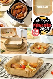 Resim Munico 50 Adet Pişirme Kağıt Pişirme Mikrodalga Pişirme Kağıt Kare 20 Cm Tüm Airfryerlara Uyumlu Kağıt 
