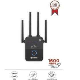 Resim Torima AC35Q Siyah Wi-Fi Router 1600MBPS Çift Bant 4 Anten 