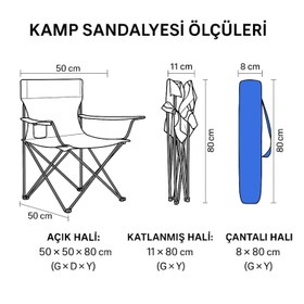 Resim 2 Adet Katlanır Kamp Sandalyesi ve Masa Seti - (DY.001) - Mavi/Sarı 
