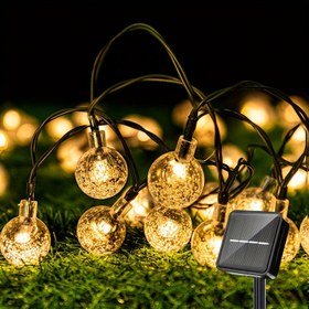 Resim 1 paket 20/50/100 LED 16.08/22.64/39.04FTSolar Işık Dizisi Açık Kristal Küre Işıkları 8 Aydınlatma Modu ile, ip65Su Geçirmez Güneş Enerjili Veranda Işıkları Bahçe Bahçe Veranda Düğün Parti Dekorasyonu için 