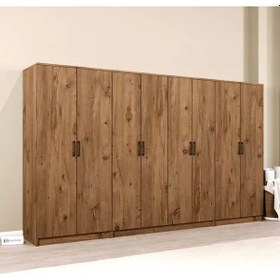 Resim Kardelen Serisi Atlantik Çam 8 Kapaklı 13 Raflı 300 Cm Elbise Dolabı - Gardırop Seti Atlantik Çam 