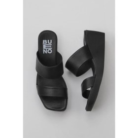 Resim Bueno Shoes Siyah Deri Kadın Dolgu Topuklu Terlik 01WY2409 01WY2409 
