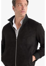 Resim Defacto Slim Fit Dar Kesim Dik Yaka Fermuarlı Süet Mont D1524ax25aubk27 Siyah 