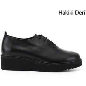 Resim Diğer Kadın Siyah Bağcıklı Dolgu Taban Hakiki Deri Ayakkabı Gdza134m0397 Siyah 