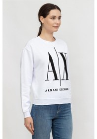 Resim Armani Exchange Armani Logo Baskılı Kadın Sweat Beyaz 