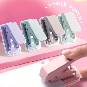 Resim 1 Adet Mini Tek Delikli Zımba Aleti - Manuel Metal Zımbacı ile 4 Sessiz Morandi Renkleri (Açık Mor, Nane Yeşili, Lavanta, Gri) ve Halkalı Bağlama Klipsleri, Öğrenciler için Taşınabilir El Yapımı Malzemeler, Planlayıcılar, Ofis, Scrapbooking & Çalışma Gereçleri, Kağıt İşleri İçin Delgeç 