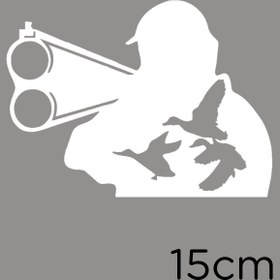 Resim MIGNATIS Elinde Tüfeği Ile Kuş Avlamaya Çalışan Avcı Sticker 15cm - Beyaz 