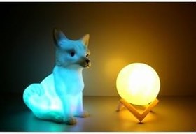 Resim Işık kasabası(78) Kar tilkisi ve 3D LED küre gece lambası Rcb 