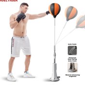 Resim DUELTIGER İç Mekan Boks Topu - Güçlü Emiş Kupası ile Ayarlanabilir 137.16-160.02cm Ağır Hizmet Hız Topu, Turuncu/Siyah/Beyaz - Tepki Zamanı ve Fitness için Yetişkin Ev Spor Salonu Eğitimi, Boks Punching Çantası, Şık Spor Ekipmanı, Sağlam İnşaat 