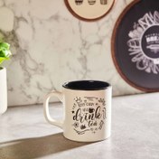 Resim Keramika Keep Calm Sloganlı Silindir Kupa - Beyaz / Siyah 