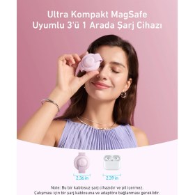 Resim Anker UFO MagGo Kablosuz Şarj Cihazı (3'ü 1 Arada, Katlanabilir Ped) - Pembe - B25M8 (Anker Türkiye Garantili) 