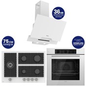 Resim Ferre Flowart Turbolu 5 Gözlü Silenart Beyaz Cam Ankastre Set QBL62CB - BL136 - D064SA 