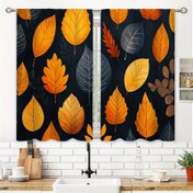 Resim 2 Adet Kısa Kafe Pencere Perdeleri - Vintage Sonbahar Hasat Soyut Balkabağı Silüetleri & Sonbahar Yaprakları Karartma Çubuk Cebi Perdeler, %100 Polyester Şeftali Açık Bej Kumaş, Makinede Yıkanabilir, 101.35x69.85 cm Mutfak Oturma Odası Yatak Odası Ofis Ev Dekoru için, Mutfak Pencere Perdeleri, Mahremiyet Penceresi, Mevsimlik Desen Tasarımı, Pürüzsüz Dokulu Kumaş, Şık Tasarım, Dayanıklı Malzeme, Katmanlı Perdeler, Tatil Süslemesi 