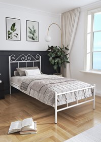 Resim FANO Paris Ferforje Karyola Beyaz Tek Kişilik Metal Yatak 90x190, 90x200, 100x200, 120x190, 120x200 