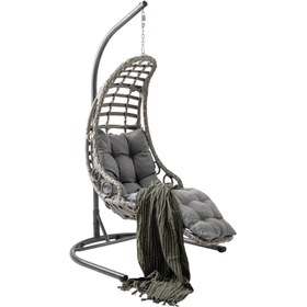 Resim Capri Swing Bodrum Tekli Rattan Bahçe Salıncağı | Balkon Salıncağı - Gri 