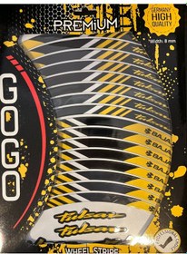 Resim Gogo Premium Wheel Stripe Jant Şeridi Çıkartma Seti - Siyah-sarı 