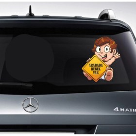 Resim Sticker Usta Arabada Bebek Var Sticker Araba Sticker 00299 
