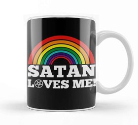 Resim Funny Satanic Satan Loves Me Lucifer Gift Idea Kupa Bardak Porselen 