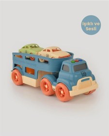 Resim Let's Be Child Işıklı Ve Sesli Taşıyıcı Tır Ve 2 Minik Araç Lc-31022 Çocuklar İçin Oyuncak Tır Ve Arabalar Lacivert Lacivert 