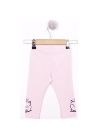 Resim Toontoy Kız Bebek Paça Kedi Nakışlı Tayt Ekru 