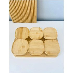 Resim Özbience Bambu Kapaklı Kahvaltılık Seti, 6'lı, Vakum Kapaklı, Şık ve Fonksiyonel 
