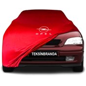 Resim ULTRASHOP Opel Astra G Coupe (2000-2005) Kırmızı Kumaş Araba Branda Logolu Araba Brandası Penye Branda 