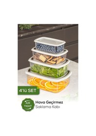 Resim Vienev 4lü Hava Geçirmez Saklama Kabı Seti Gri 1x 250-500-750-1200 Ml Gri 