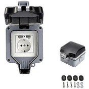 Resim Usb'li, Su Geçirmez, Ağır Hizmet Tipi, Duvar Kutulu Çift Duvar Prizi Tekli 
