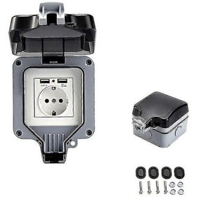 Resim Usb'li, Su Geçirmez, Ağır Hizmet Tipi, Duvar Kutulu Çift Duvar Prizi Tekli 