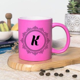 Resim Pembe Renk Hediyelik Harfli Kupa Bardak 