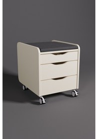 Resim Creo Mobili Çekmeceli Tekerlekli Sirius Keson, Oturulabilir Ofis Ve Ev Komodini, Ekru/gri 