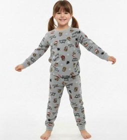 Resim Kız Çocuk Hayvan Desenli Ve Kış Desenli 2'li Pijama Takımı Çok Renkli 