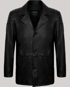 Resim Hakiki Kuzu Derisi Siyah Erkek Deri Mont Düğmeli Düz Deri Ceket Siyah 