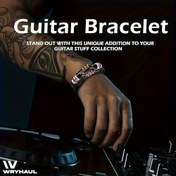 Resim 2 Vintage Suni Deri Gitar Bilezikleri | Erkekler için Alaşım Rock Müzik Gitar Bileziği Punk | Gitar El Yapımı Takı Hediyesi 