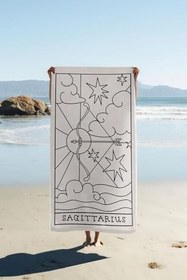 Resim Dijital Baskı Plaj Deniz Havlusu Yay Burcu Desenli Peştamal HVL0052 