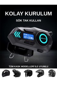 Resim K09 İntercom Bluetooth Motosiklet Kask Kulaklığı İntercom Kulaklık 