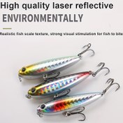 Resim 1 Paket Gerçekçi Balık Yemi Kalem Popper - Yüksek Kaliteli Lazer Kesim ABS Plastik, Beyaz & Çok Renkli Yansıtıcı Pullar, Levrek, Alabalık ve Sazan için Güçlü Görsel Uyarım - Tatlısu ve Tuzlu Su Avı Yem 