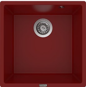 Resim Polex Cristalüx Granit Evye P-X40 Bordo Tezgah Altı Ve Tezgah Üstü Kare Mutfak Evyesi 53.8x44 CM 