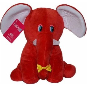 Resim Sevimli Oturan Fil Peluş Oyuncak Uyku Arkadaşı 20 Cm Kırmızı 