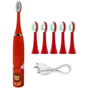Resim Çocuk Diş Fırçası Elektrikli Sonic Diş Fırçası Çocuklar İçin Diş Temizleme Beyazlatma 6 Yedek Yumuşak Nozullu Diş Fırçası 