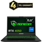Resim MONSTER Abra A5 V20.7.3 Intel Core i7 13620H 16GB RAM 500GB SSD RTX 4050 Windows 11 15,6" FHD 165 Hz 
