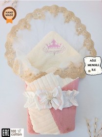 Resim Kışlık Prizma Bebek Kundağı Unisex Bebek Dış Kundak Battaniyesi Hastane Çıkışı Kundak Battaniye Somon 