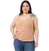 Resim Büyük Beden Ayarlanabilir İnce Askılı V Yaka Vizon Bluz-vizon Vizon 